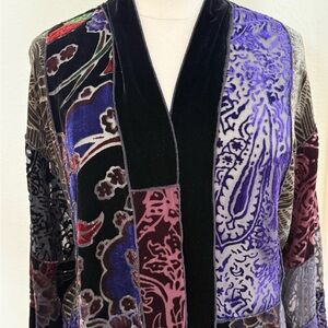 Chico's Multi Color Velvet, Mesh Kimono Jacket size 16 (Chicos size 3)